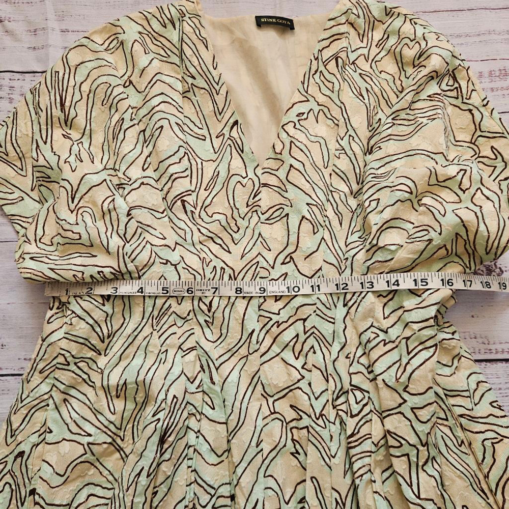 Stine Goya Claudia Dress Graffiti Zebra Green Cream Mini Womens Medium - Picture 6 of 6